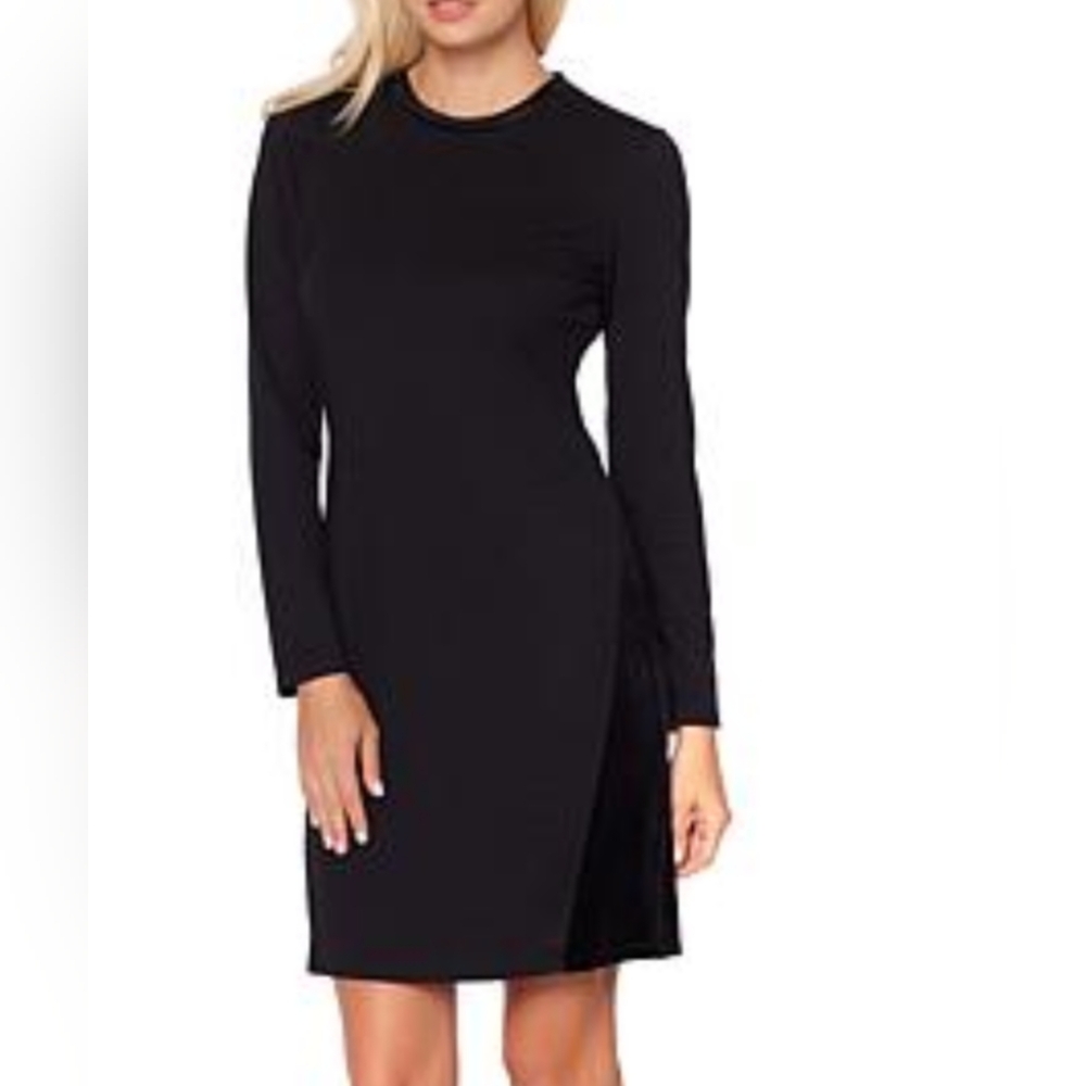 G by Giuliana basic long sleeve dress with velvet accents Black XL